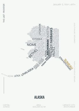 Alaska USA text map