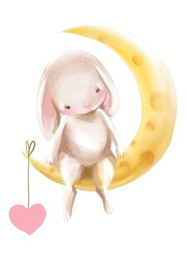 Cute Bunny on the moon