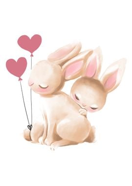 Cute bunny with hearts