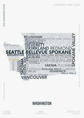 Washington USA text map