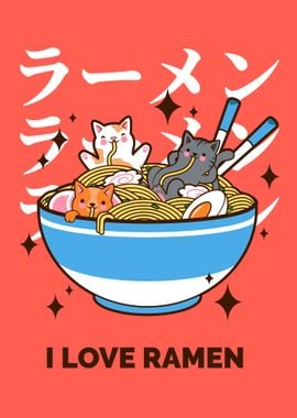 I Love Ramen funny Cats