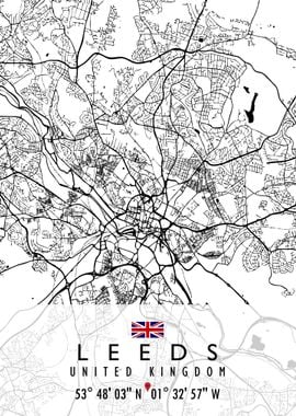 LEEDS MAP UNITED KINGDOM