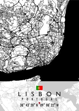 LISBON MAP PORTUGAL