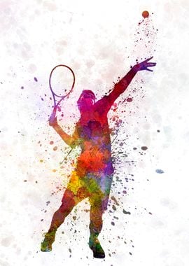 Watercolor tennis player