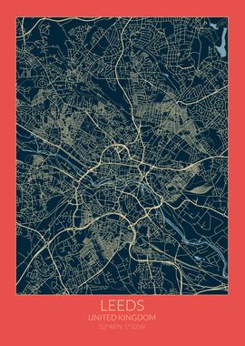 Leeds Map Red Blue