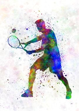 Watercolor tennis player