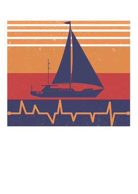 Sail Boat Heartbeat Sailor