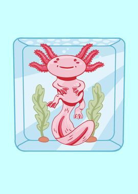 Blue Axolotl Animal - Funny and Cute Salamander Fish Design for