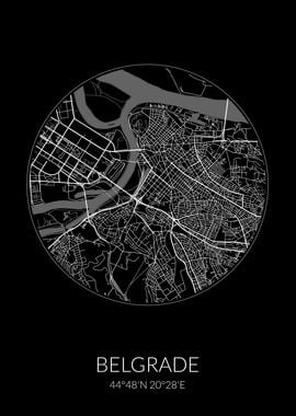 Belgrade City Map Black