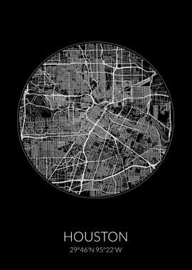 Houston City Map Black