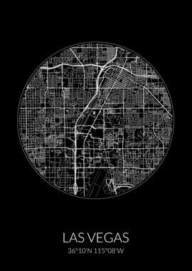 Las Vegas City Map Black