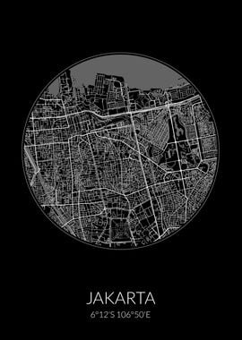 Jakarta City Map Black