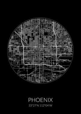 Phoenix City Map Black