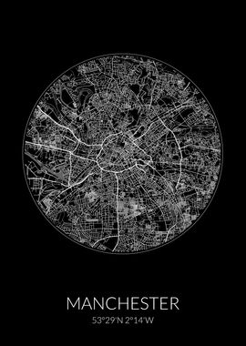 Manchester City Map Black