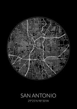 San Antonio City Map Black