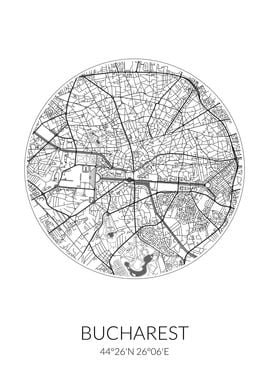 Bucharest City Map White