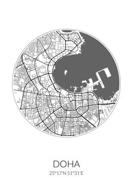 Doha City Map White