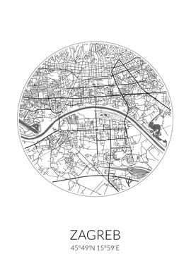 Zagreb City Map White