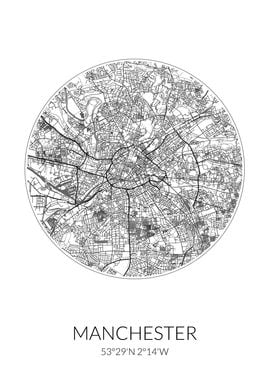 Manchester City Map White