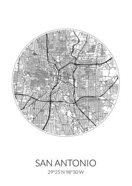 San Antonio City Map White