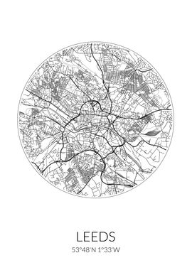 Leeds City Map White