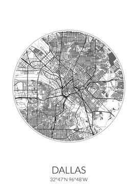 Dallas City Map White