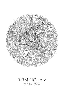 Birmingham City Map White