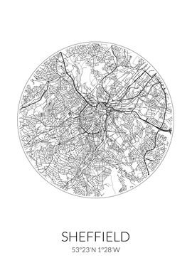 Sheffield City Map White