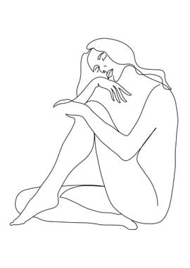 One Line Art Woman