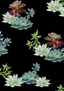 Black Succulent Pattern 10