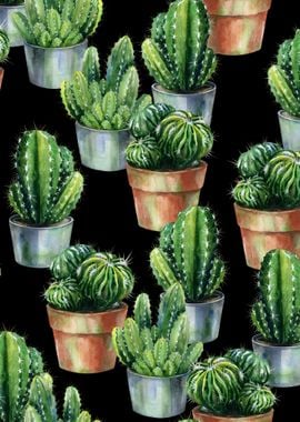 Black Succulent Pattern 05