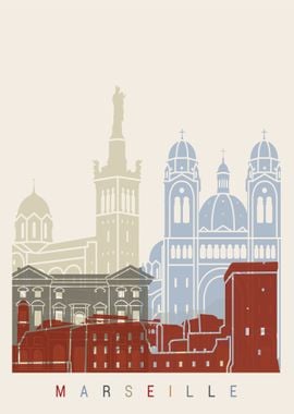 Marseille skyline poster