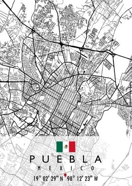 PUEBLA MAP MEXICO