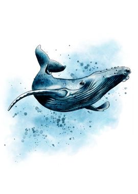 Whale Fish in Watercolor