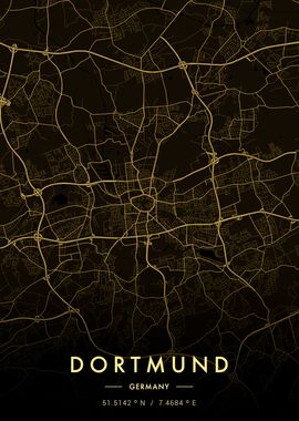 Dortmund City Map Gold