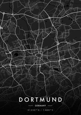 Dortmund City Map Dark