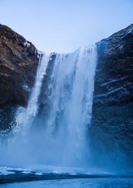 Waterfall by Mountain