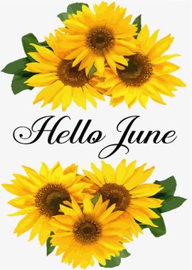 Hello June Sunshine Summer Poster picture metal print paint by