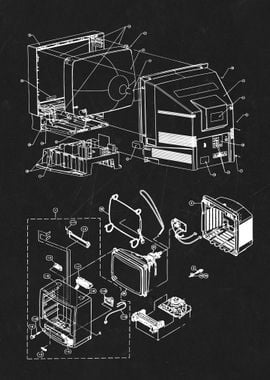 Old television blueprint