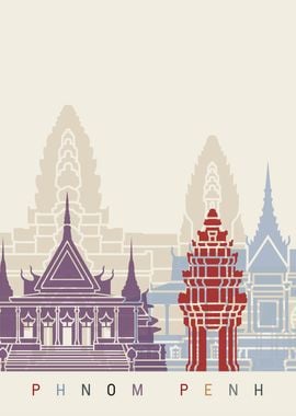 Phnom Penh skyline poster