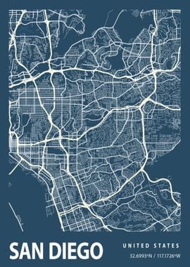 San Diego City Map USA