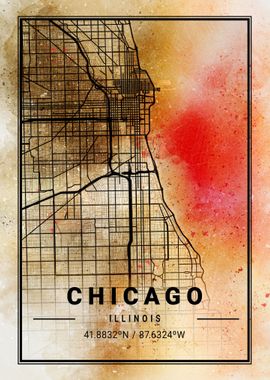 Chicago City Map USA Retro