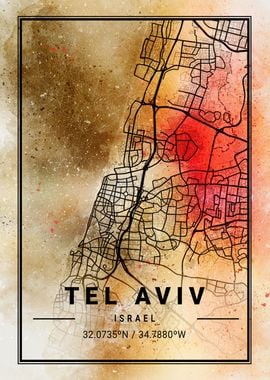 Tel Aviv City Map Israel