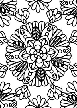 BW Floral Mandala Patt 19