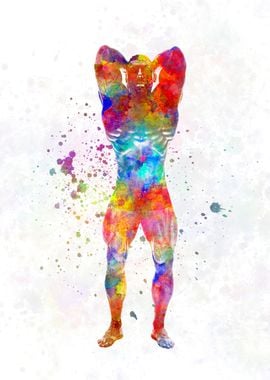 Bodybuilder in watercolor