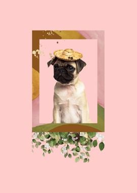 Cute Pug Flower Collage