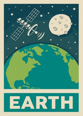 Earth retro poster