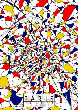 Paris City Map Mondrian