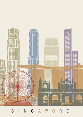 Singapore skyline poster