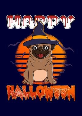 Halloween Witch Pug Dog